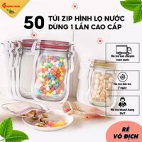 Set 50 Túi Zipper Đựng Thực Phẩm Hình Lọ Nước Dùng Đựng Bánh, Hạt, Quả, Hàng Cao Cấp