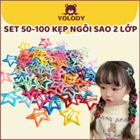 Set 50c 100c kẹp tóc hình ngôi sao phủ sơn nhiều màu sắc 3cm Yolody
