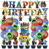 Set 52 Phụ Kiện Trang Trí Tiệc Sinh Nhật Chủ Đề LEGO Ninjago