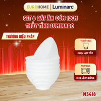 Set 6 bát (chén) con ăn cơm thủy tinh Luminarc Harena N5418- 12cm, thủy tinh sạch an toàn cho sức khỏe