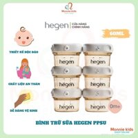 Set 6 bình trữ sữa HEGEN PPSU 60ML, combo bình đựng sữa mẹ cao cấp nắp trắng - Monnie Kids