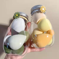Set 6 Bông Mút Trang Điểm, Tán Kem Nền Hình Giọt Nước Kèm Hũ Đựng