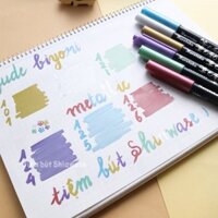 Set 6 Cây Bút Màu Calligraphy Nhũ Metallic Kuretake Zig Fudebiyori Metallic Brush Pen