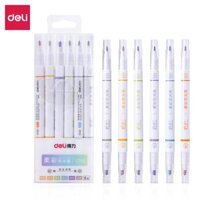 Set 6 Chiếc Bút Highlight Hai Đầu Bút Nhớ Dòng Đánh Dấu Dạ Quang Take Note Ghi Chú Deli -  Nét Trơn Mượt, Màu Tươi Sáng - S606 S740 - Set 2