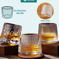 Set 6 cốc thuỷ tinh, ly thuỷ tinh đế lồi xoay cao cấp nhiều họa tiết hàng đẹp loại 1