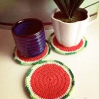 Set 6 đế lót ly handmade hình dưa hấu