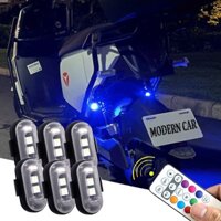 Set 6 Đèn LED Cảnh Báo Điều Khiển Từ Xa 7 Màu Chuyên Dụng Cho Xe Hơi / Xe Máy