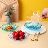 Set 6 Đĩa Đựng Bánh Kẹo Tráng Miệng Trong Suốt Hình Bông Hoa Kích Thước 17cm