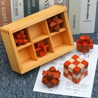 Set 6 Đồ Chơi Mở Khóa Khổng Minh Bằng Gỗ Rèn Luyện Trí Thông Minh Cho Bé