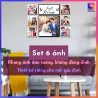 Set 6 khung ảnh dán tường 20x20 + 1 ảnh lớn 45x45 + 1 khung decor 22x43 | In ảnh theo yêu cầu