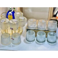 SET 6 LY THUỶ TINH ĐẾ LỒI XOAY 360 độ, BỘ 6 CỐC UỐC NƯỚC CAO CẤP