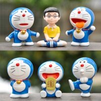 Set 6 mô hình Doraemon Nobita nhiều biểu cảm dễ thương Ráp trang trí bàn học bàn làm việc quà tặng bạn bè người thân
