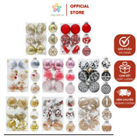 Set 6 quả châu Noel, treo trang trí cây thông Giáng sinh, màu đa dạng có phân loại trong suốt | Sài Gòn Decor