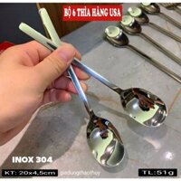SET 6 THÌA INOX 304 LUXURY HÀNG XUẤT MỸ CÓ LO-GO USA STAINLESS STEEL SANG TRỌNG