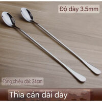 Sét 6 thìa muỗng cà phê khuấy đồ uống inox dầy cứng cáp cao cấp - dài 24cm