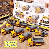 Set 6/8 xe công trường, đồ chơi ô tô cần cẩu chất liệu an toàn tuyệt đối cho bé - Burin Market