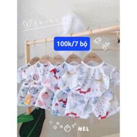 SET 7 ,BỘ COTTON GIẤY CỘC VÀ BA LỖ CHO BÉ 3-15 KG, GIAO MẪU NGẪU NHIÊN THEO GIỚI TÍNH