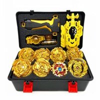 Set 8 Bộ đồ chơi con quay hồi chuyển Beyblades Arena 4D độc đáo dành cho trẻ em kèm tay phóng được mạ vàng có hộp đựng bộ đồ chơi cho trẻ em