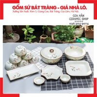 [SÉT 8]🍀𝐁𝐎̣̂ Đ𝐎̂̀ 𝐀̆𝐍 8 𝐌𝐎́𝐍🍀[𝐂𝐀𝐎 𝐂𝐀̂́𝐏][𝐁𝐀́𝐓 𝐓𝐑𝐀̀𝐍𝐆] Bát Đĩa Tô Chén Bát Tràng Sang Trọng ⚡Men kem vẽ hoa Đào Hồng⚡