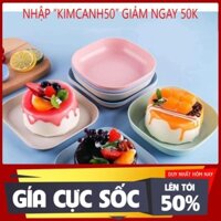 Set 8 đĩa nhựa lúa mạch vuông, đĩa đựng bánh kẹo, đĩa vuông nhỏ nhiều màu