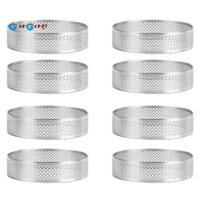 Set 8 Khuôn Làm Bánh Tart Hình Tròn Bằng Thép Không Gỉ Cách Nhiệt 10cm