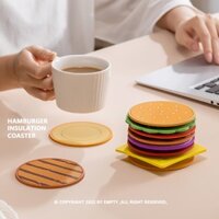 Set 8 Miếng Lót Ly Hình Hamburger Xinh Xắn | Đế Lót Ly Cách Nhiệt Hình Burger