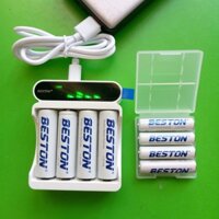 Set 8 pin 2A 3A kèm sạc nhanh BESTON C9023L Tự ngắt Có màn hình LCD - nhiều dung lượng tùy chọn