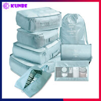 Set 8 Túi Đựng Đồ Du Lịch Cho Vali KUNBE Phiên Bản Cao Cấp Chất Liệu Dày Dặn, Siêu Tiện Lợi - Set Xanh Mint