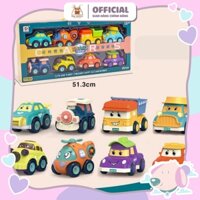 Set 8 xe oto poli đồ chơi, xe ô tô đồ chơi hoạt hình, xe ô tô chạy đà, ôtô đồ chơi