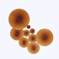 Sét 9 QUẠT TRANG TRÍ màu vàng nhũ đồng