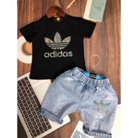 Set ADIDAS Bé Trai [ẢNH THẬT + HÀNG CAO CẤP] Quần Bò Áo Phông Cotton Mềm Mát Từ 8-20kg