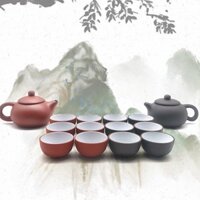 Set ấm / tách uống trà gốm sứ màu đen và nâu