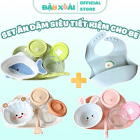 Set ăn dặm siêu tiết kiệm cho bé với bát nhựa lớn đựng cháo cho bé ăn dặm Đậu Xoài shop