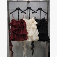 Set áo 2 dây bèo nhún xinh xắn tặng kèm quần sooc / SEYO STUDIO