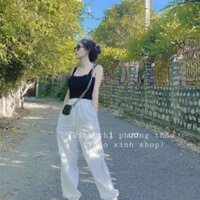 Sét áo 2 dây mix quần bom trắng