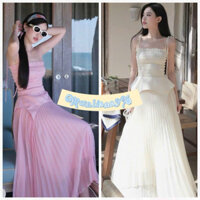 Set Áo 2 Dây Nhún Thun Phối Chân Váy Maxi Dập Ly Cho Nàng Dạo Phố Đi Chơi Đi Biển