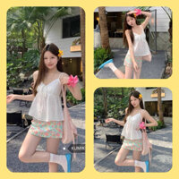 Set Áo 2 Dây Trắng Chân Váy Hoa