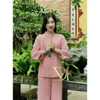 Set áo bà ba chất tuyết nhung thêu chữ đính nút phù hợp đi chơi đi lễ Ht490