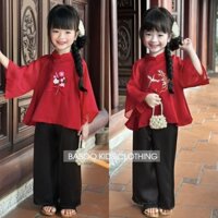 Set Áo Bà Ba Cho Bé Gái Chất Lụa Mềm Mại Hình Thêu Xinh Xắn BaBoo Kids BB6