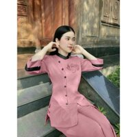 Set áo bà ba cổ tàu nút bọc thêu hoa ngực chất tuyết nhung mát mẻ phù hợp đi lễ đầu xuân HT099