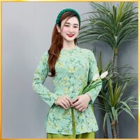 Set Áo Bà Ba lụa tay dài mix quần tuyết nhung dài qua gối nhiều màu nhẹ nhàng thục nữ kiêu sa