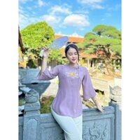 Set áo bà ba tay lửng chất tuyết nhung thêu ngực cưng xỉu Ht489