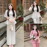 set áo bà ba voan tơ ánh kim đính ngọc free size