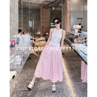 SET ÁO BA LỖ - CHÂN VÁY KẺ Ô MIDI VINTAGE HỌC SINH Y2K QUẢNG CHÂU HOT HIT (ảnh thật)