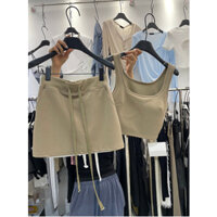 Set áo ba lỗ +chân váy thun phong cách Hàn Quốc 2023 TINAHOUSE