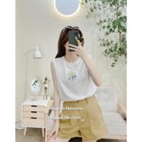 Sét áo ba lỗ kèm quần ống suông hoa cúc