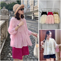 Set áo babydoll voan tơ bèo tầng mix quần sooc trẻ trung