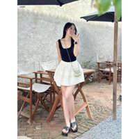 Set áo balo đen + váy  ren tầng