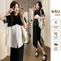 SET ÁO BẦU KÈM CHÂN VÁY V715 CHẤT LIỆU COTON MÊM MẠI ĐẸP SANG CHẢNH FREE SIZE