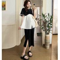 SET ÁO BẦU KÈM VÁY XẺ TÀ ĐI LÀM ĐI CHƠI LỊCH SỰ NHÃ NHẶN.(V3) chất tổ ong thấm hút mồ hôi năng động thoải mái